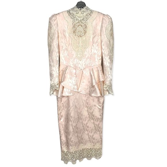 Vintage 90s Jessica McClintock Victorian Brocade Dress Medium - Picture 1 of 14